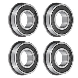 QUARKZMAN F6003-2RS Flanged Ball Bearing 17x35x10mm Double Sealed Chrome Steel Flange Bearing, Pack of 4
