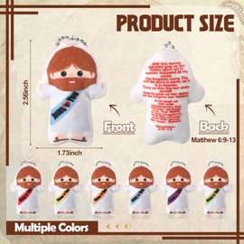 VioraWhite 36 Pcs Mini Jesus Plush Keychains Little Figures with Our Father Prayer Toys Miniature Figurines Jesus Love You Sunday School Religious Gifts