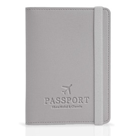 Zimoer PU Leather Passport Case, Passport Cover with RFID Blocker, Portable Aeroplane Passport Cover, Universal Passport Cover with Card Slot Elastic Band, for Passport, ID Cards, Travel Documents