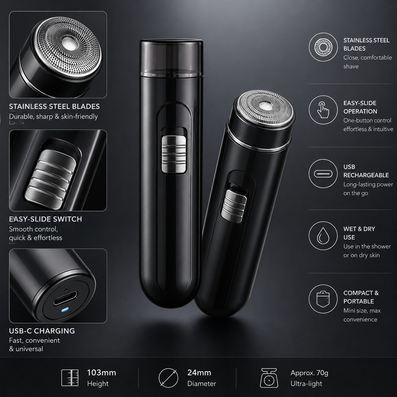 USB Rechargeable Electric Razor for Men – Compact Wet &