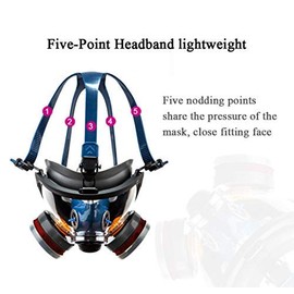 UOPASD Full Face Respirator Mask,Gas Mask Protect Against Harmful Gas,Dust,Chemicals, Safety Mask with Active Carbon Filter