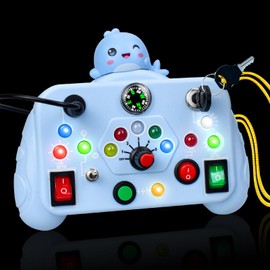 CARROUSEL Toddler Montessori Busy Board Toys for 1 2 3 Year old Boys Sensory Busy Board with Led Light Early Educational Toys Gift for Boys Girls Age 1-3 Travel Baby Plane Toy 1 2 3 Year Old