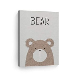 Smile Art Design Pretty Bear Painting and Lettering Cream Background Canvas Print Kids Room Decor Wall Art Baby Room Decor Kids Room Decor Nursery Decor - Made in The USA 40x30