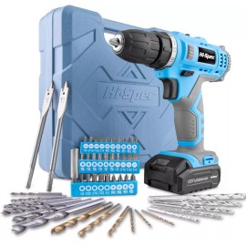 Hi-Spec Cordless Drill Driver Set 12V Battery Electric Screwdriver & 50 PC Accessory Kit - Blue