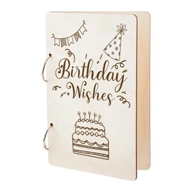 SUPERDANT Greeting Card Organiser Birthday Wooden Greeting Card Wooden Loose Leaf Folder for Birthday Wishes Greeting Cards Binder Birthday Card Photo Organiser 2 Ring Cover Greeting Card Album Holder
