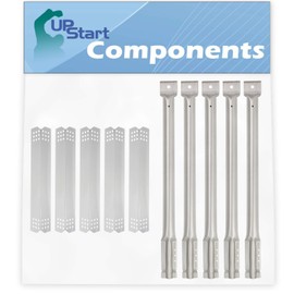 5-Pack BBQ Grill Heat Shield Plate Tent & Tube Burner Replacement Parts for Nexgrill 720-0709B - Compatible Barbeque Stainless Steel Flame Tamer, Flavorizer Bar 16 1/8" & Pipe Burners