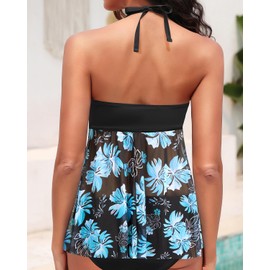 Talisea - Traje de baño tipo bandeau para mujer, sin tirantes, sin parte inferior, color negro, Negro Azul Flor, 18