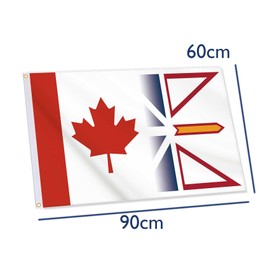 24x36 Inch Newfoudland and Labrador Canada Flag,2x3 FT NL Flag,Medium Digitial Double-Printed Durable 150D Thick Polyester Decorations with 2 Brass Grommet