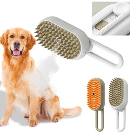 Steamy Cat Brush, 3 In1 Cat Steam Brush: Self Cleaning Steam Cat Brush for Massage Cat Grooming Brush Pet Hair Removal Comb for Cat and Dog