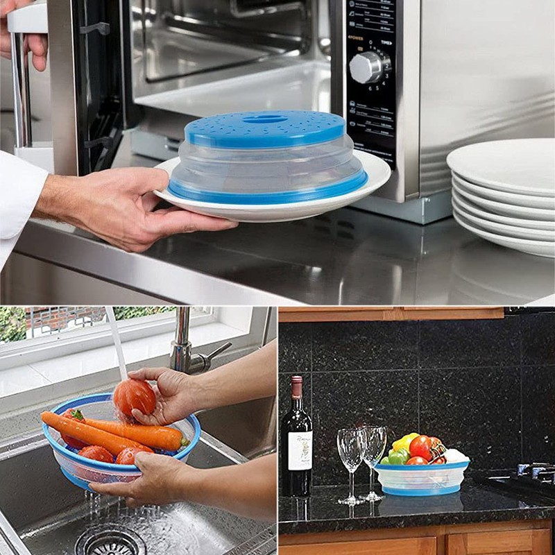 Collapsible Microwave Splatter Cover, 10.5 Inch, Dishwasher-safe, Microwave Plate Cover