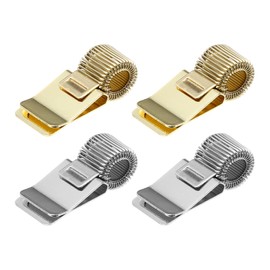 PATIKIL 4Pcs Pen Holder Clips, Metal Pen Clip Holder Adjustable Loop Pen Pencil Organizer with Single Spring Loop for Notebook, Clipboard, Silver Tone, Gold Tone