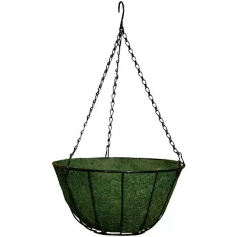 Pound Veg Jute Hanging Basket Flat Liner - Green (14-Inch)