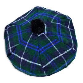 Scottish Kilt Tam O' Shanter Acrylic Wool Tammy Hat One Size Various Tartans, Douglas Blue, One Size