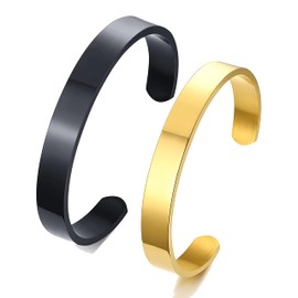 Fashion Frill Men's Jewellery Kada For Men Cuff Bracelet For Boys Stainless Steel Kada Bracelet For Boys Combo of 2 Stylish Bracelets Gift For Husband Boyfriend