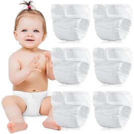 Max Shape 6 Pack Wearable Cotton Cloth Dipper Pants for Baby Girls and Boys,Adjustable Cotton Diaper 13 Layers