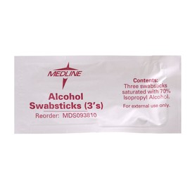 Medline Sterile Alcohol Swabsticks, 3/Pack, Ideal for Medical and Home Use, Pack of 1