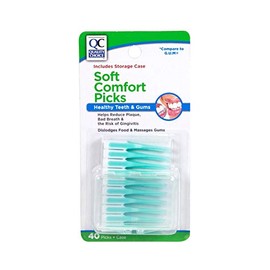 Quality Choice Soft Comfort Dental Picks for Teeth & Gums, 40 Count