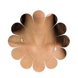 Inilbran Boho Peace Dove Choker Necklace Choker Layered Dove Bird Necklace Choker Gold Love Peace Necklace Vintage Flying Bird Chain Necklace Jewellery for Women and Girls