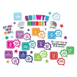 Ashley Productions Smart Poly Mini Bulletin Board Set, Growth Mindset, 41 Piece Set