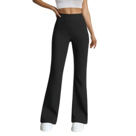 Womens Casual High Waist Flare Leggings Pajama Lounge Pants Stretchy Modal Bootcut Workout Yoga Pants with Pockets Black