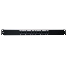 CableWholesale 12 Port Cat5e Patch Panel, 19" Horizontal Rackmount Cat5e Patch Panel, 1U Wall Mount Panel, RJ45 Ethernet 110 Type, 568A/568B Compatible, Black