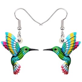 DUOWEI Acrylic Hummingbird Earrings for Women Bird Dangle, Acrylic Stainless Steel, No Gemstone