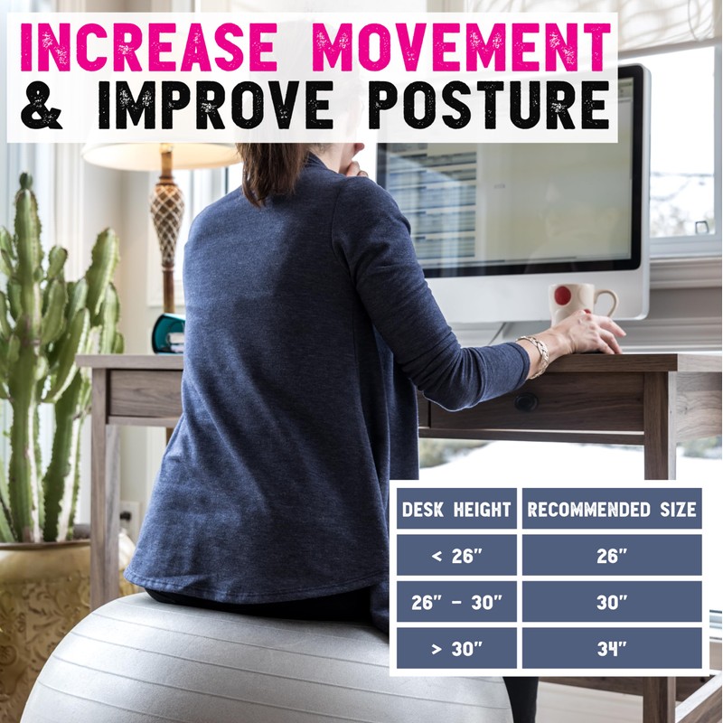 Live Infinitely Exercise Ball (55cm-95cm) Extra Thick Professional Grade Balance