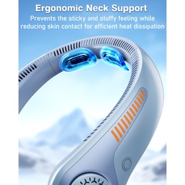 EYERZ Portable Neck Fan - Rechargeable Personal Fan with Neck Support, 5-Speed Quiet Lightweight Long Lasting Neck Fan, Battery Operated Full Surround Cooling for Hot Flashes, Travel, Women/Men