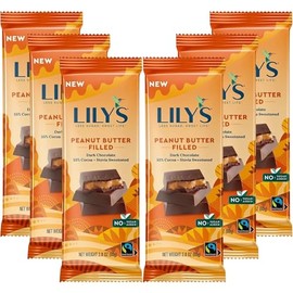 LILYS CHOCOLATE Peanut Butter Filled 55% Dark Chocolate Bar, 2.8 OZ 6 PACK
