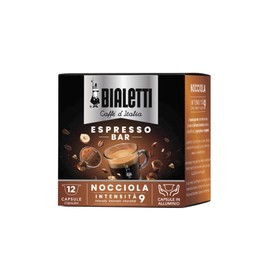 Bialetti Caffè d'Italia, Box 12 Capsule, Gusto Nocciola, Compatibili con Macchine Bialetti sistema chiuso, 100% Alluminio
