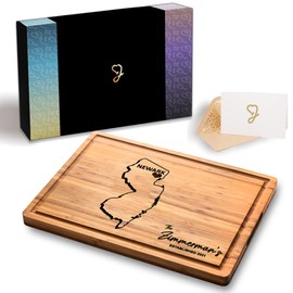 State Shaped Cutting Board - New Jersey Charcuterie Board, NJ Themed Gifts, Housewarming Gifts, Decor for Home, Bamboo State Boards Gifts