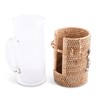 Vagabond House Glass Carafe with Rattan Cover, Ocean-Inspired Table Centerpiece,