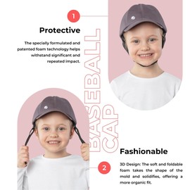 Ribcap Medical Helmet for Kids | Platin Baseball Cap with Chin Strap | Midi/Maxi 19.5-21.5” | Soft Protective Helmet for Epilepsy | Protective Helmet for Seizures | Fashionable and No Stigma