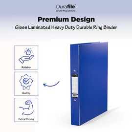 Durafile Ring Binder A4 File, Dark Blue, Single File Folder Organiser, Heavy Duty Board Construction Folders for Paperwork Ring Binder, Ideal Folder for School, Home & The Office