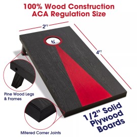 GoSports Tailgating Dark Wood Cornhole Set 4x2 Boards - Includes 8 Bags and Case