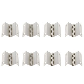 FarBoat 8Pcs Swing Hinge Expandable Offset Cabinet Door Hinges Satin Nickel Metal Hardware with Mounting Screws (M-Shape 4 Holes)