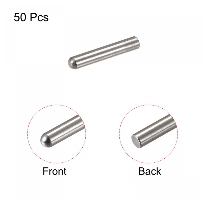 sourcing map 3x8mm Dowel Pins, 50pcs 304 Stainless Steel Round