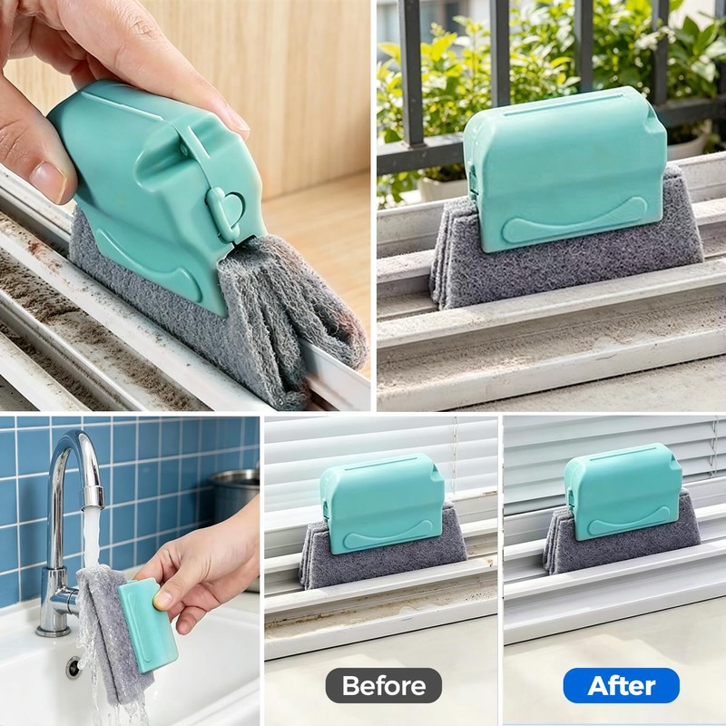 HOMEAN Window Track Cleaning Brush, 2-in-1 Groove Cleaning Tool with
