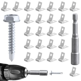 Sptchapn Fence Wire Clamps Agricultural Fencing Mounting Clips, Stainless Steel Wire Clips with Screws for Welded Wire to Wood, Metal or Vinyl Fence (200), Metallic