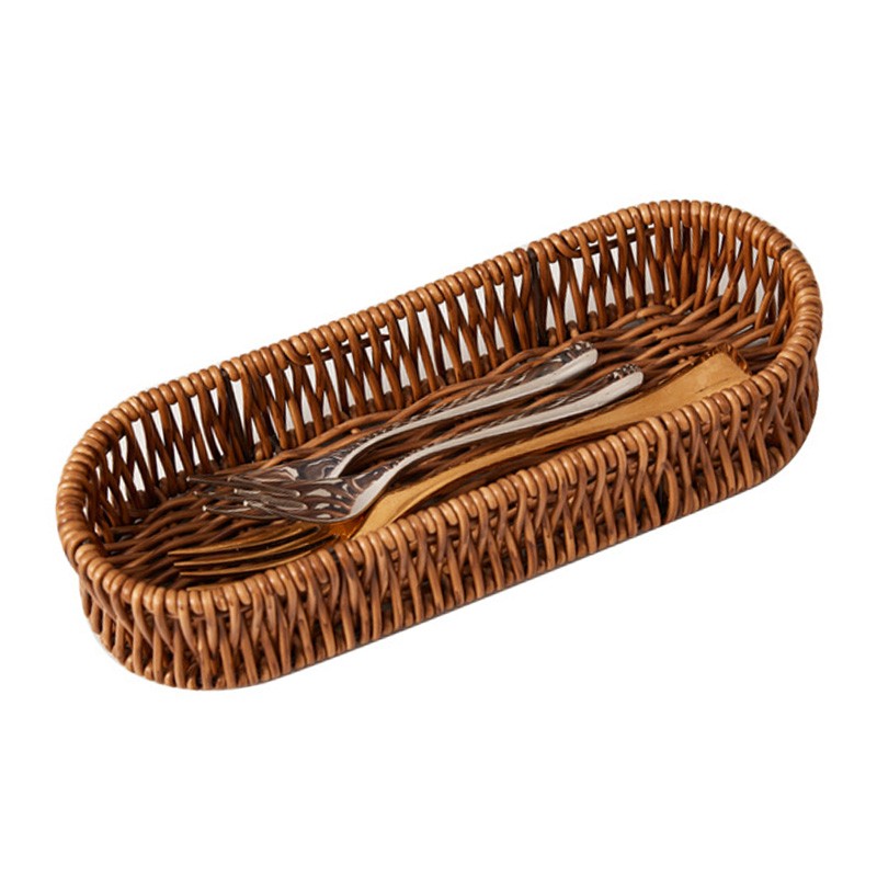 Imitation Rattan Bread Basket Multipurpose Woven Rattan Storage Tray Kitchen