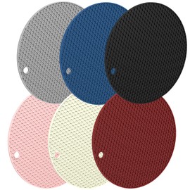 Silicone Trivet Mats for Hot Dishes, 6 Heat Resistant Hot Pads,Pot Holders for Opening Heavy Duty Lids Food Grade Silicone & BPA Free (Multicolour)