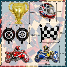 KOBOKO Car Birthday Decoration Boys, Pack of 8 Car Decoration Motorcycle Foil Balloons, Cars Birthday Decoration Children's Motorcycle Balloons, Car Birthday Decoration for Children's Birthday Car