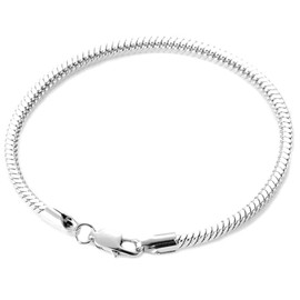 Jude Jewelers Stainless Steel Snake Chain Style Bangle Bracelet (Silver)