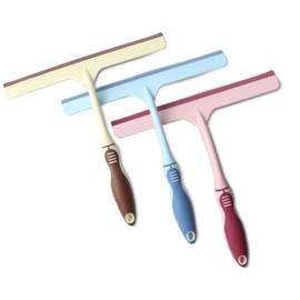 NIDEZON Jalador para Pisos 25 cm de Ancho, Escobilla de Goma para Limpieza, Escobilla De Goma de Limpieza Multiusos para Puertas de Ducha, BañO, Ventanas y Cristales de Coche(Beige + Rosa + Azul)