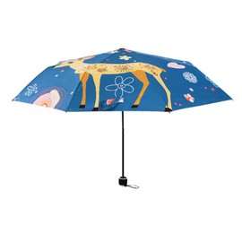 Portable Folding Automatic Umbrella Telescopic Lightweight Compact Travel Sun Umbrellas Parasol Windproof, Rainproof & 99% UV Protection with Black Anti-UV Coating, UPF 50+ (elk)