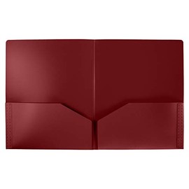 Poly Folders - Heavy Duty Two Pocket Folders for School, Documents, Classrooms, Homeschool Supplies, 0.23 Maroon Folder - 50 Pack - PF-0913-MA-50