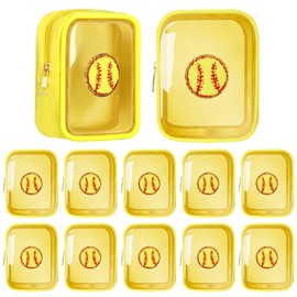 Reginary 12 Pcs Chenille Patch Gift Bags Senior Night Gift Bag Waterproof Travel Size Pack for Party Favors Team Stuff (Softball)