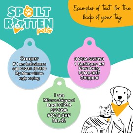 Spoilt Rotten Pets 31mm Mermaid Style Pet Identity Cat or Dog Tag Custom Printed with Your Dog or Cats Name & Contact Details