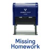 MISSING HOMEWORK Teacher Self Inking Rubber Stamp (Blue Ink) -