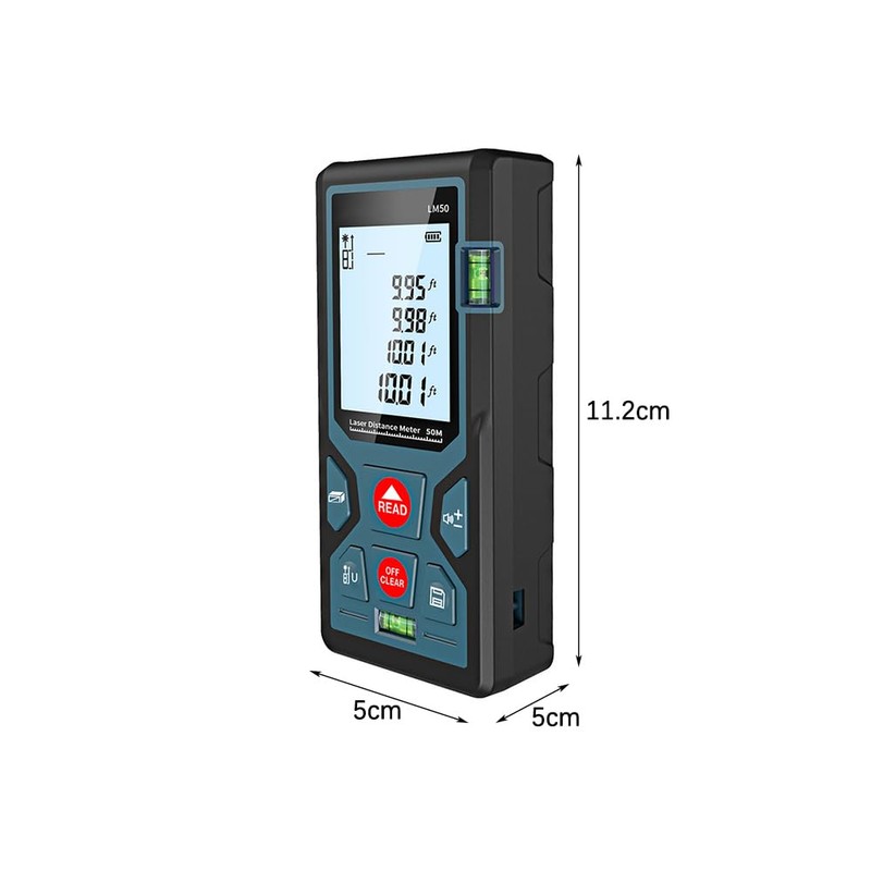 Tiardey Rangefinder,LM50 50M Digital Laser Distance Measurer With LCD Backlight